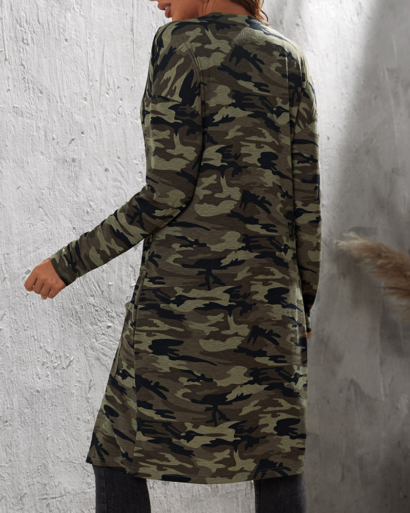 Camouflage Jacket for Women – Loose Fit Casual Outerwear with Stylish Design