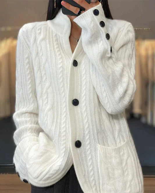 Stylish Cardigan for Women – Solid Color Knit Sweater for Casual Wear