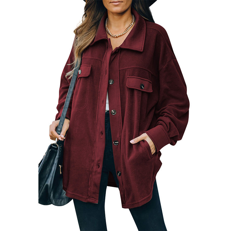 Fleece Jacket for Women – Stylish Button-Up Outerwear for Cozy Comfort