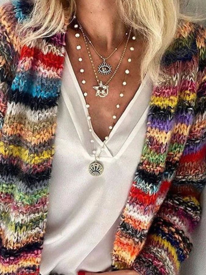 Colorful Cardigan for Women – Cozy Knit Sweater with Unique Patterns