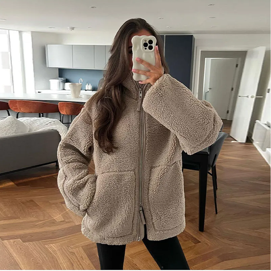 Cozy Teddy Coat Jacket – Warm Fleece Outerwear for Women, Stylish Winter Fashion