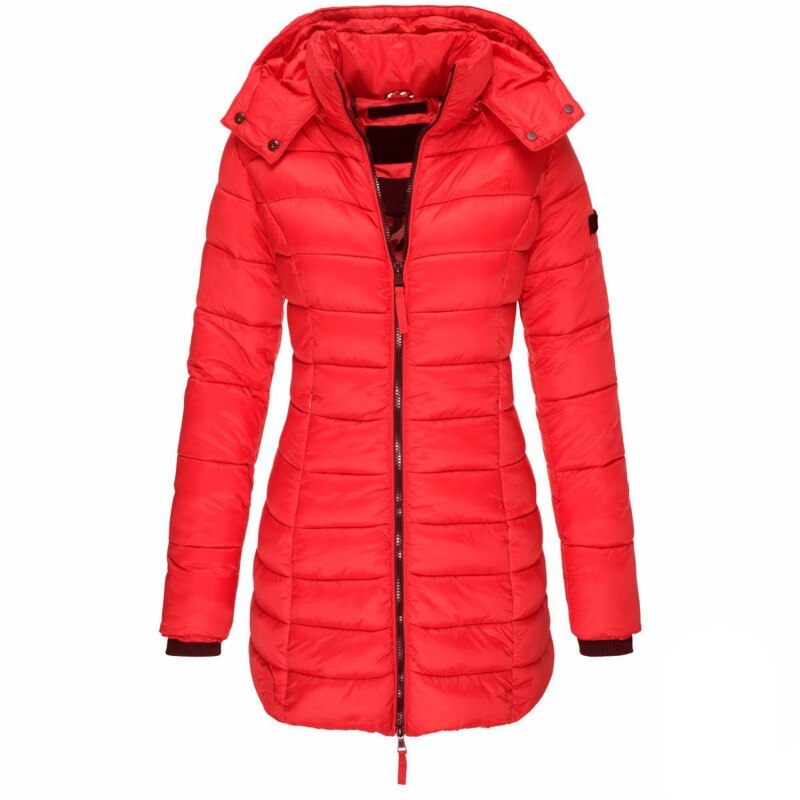 Down Jacket with Hood for Women – Warm Insulated Zippered Winter Coat