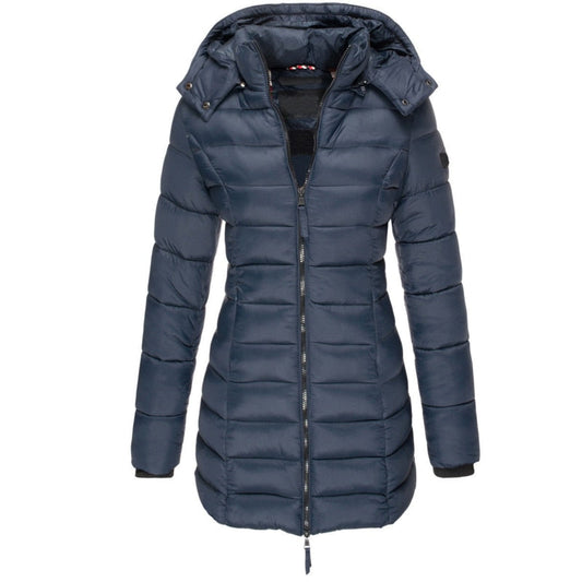 Down Jacket with Hood for Women – Warm Insulated Zippered Winter Coat