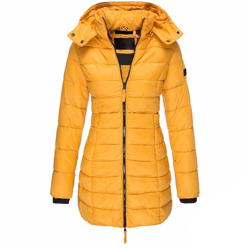 Down Jacket with Hood for Women – Warm Insulated Zippered Winter Coat