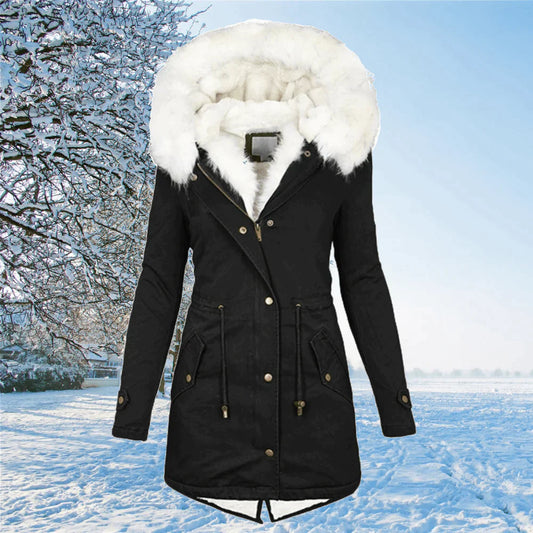 Plus Size Parka Jacket with Hood – Warm Fur Lining and Stylish Design