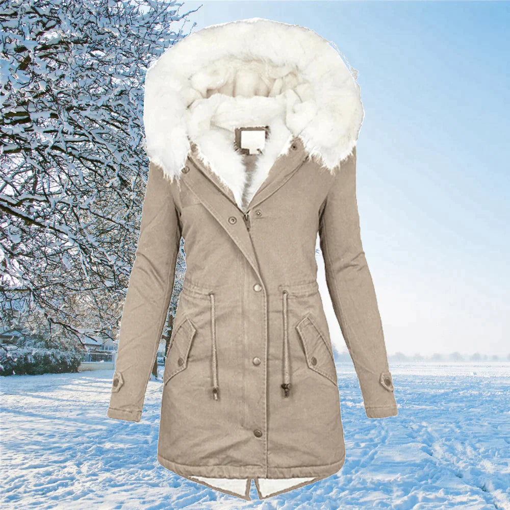 Plus Size Parka Jacket with Hood – Warm Fur Lining and Stylish Design